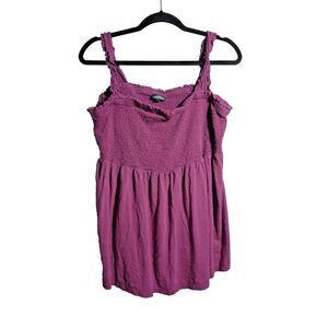 Torrid Knit Babydoll Square Neck Smocked Bodice Tank Purple 3 3X‎ 22 24 #B85280